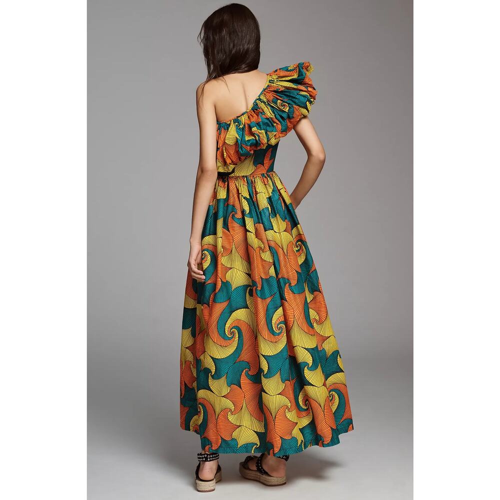 NWT SIKA Printed Multi-Color One-Shoulder Ruffle Dress - Size 00 - Picture 2 of 4